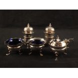 A silver five piece cruet,