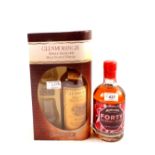 A cased Glenmorangie 10 year Single Highland Malt whisky plus a bottle of Adnams Forty Rye whisky