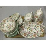 A Mintons Haddon Hall part dinner and tea set (two trays)