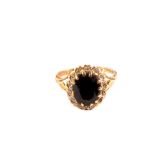 A 9ct gold sapphire and diamond ring,