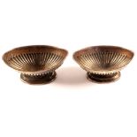 A pair of oval silver salts,