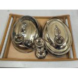 Silver plated entree dish, meat cover,