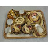 Aynsley fruit decorated tea wares plus a Royal Worcester gilt coffee set