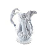 A Victorian blue relief moulded game jug