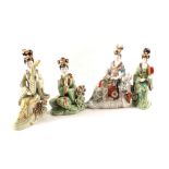 Four Chinese porcelain female musicians