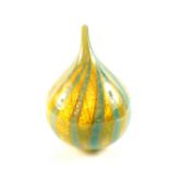 A large Mdina glass blue and yellow striped twist onion vase,