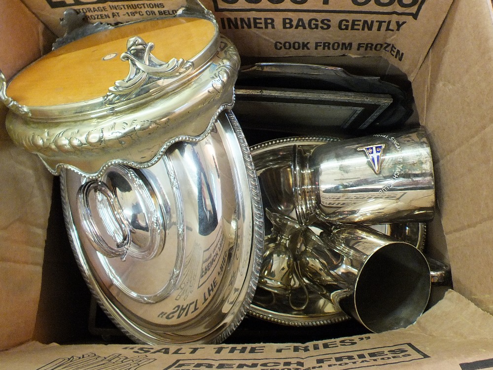 Items of silver plate to include entree dishes,