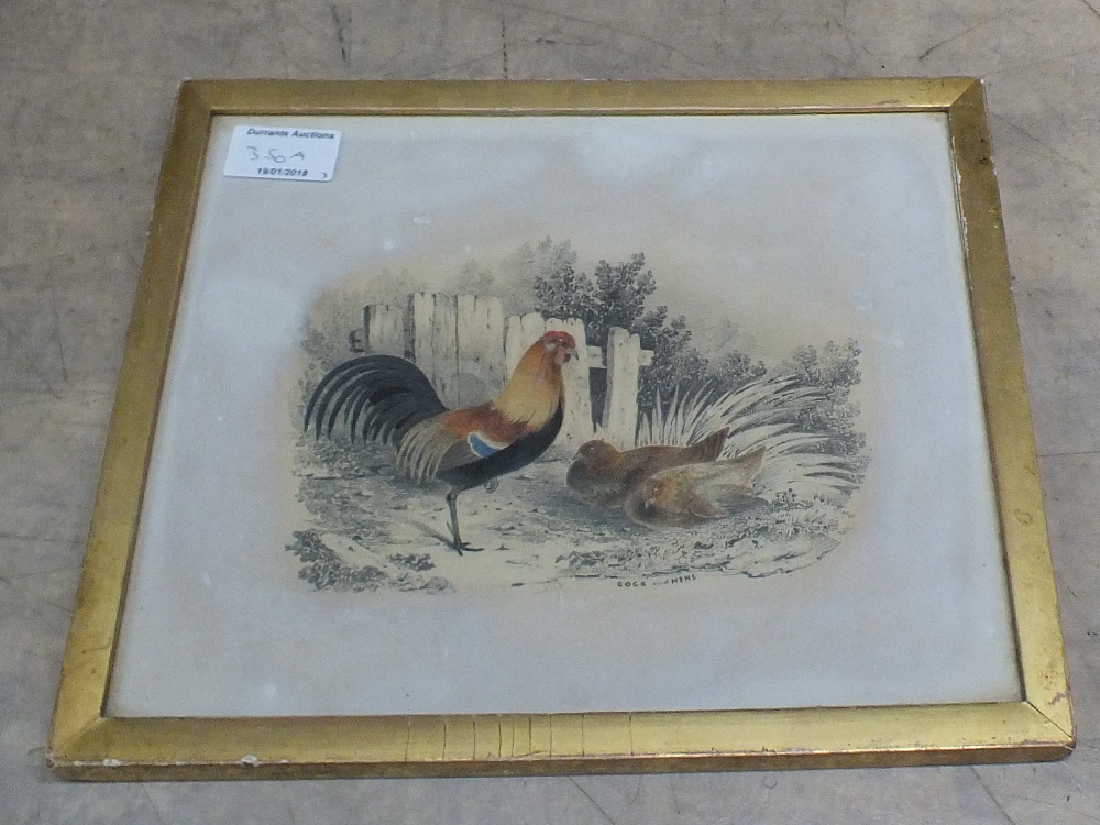 Three gilt framed pencil and watercolours titled 'Cock and Hens', 'Pheasants' and 'Ducks', - Image 3 of 6