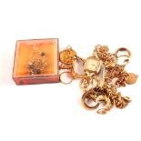 A quantity of 9ct gold and yellow metal jewellery (most items are damaged) plus a lady's 9ct gold