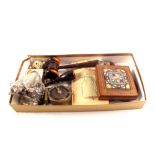 Small sundries to include a micromosaic box lid, gavel,