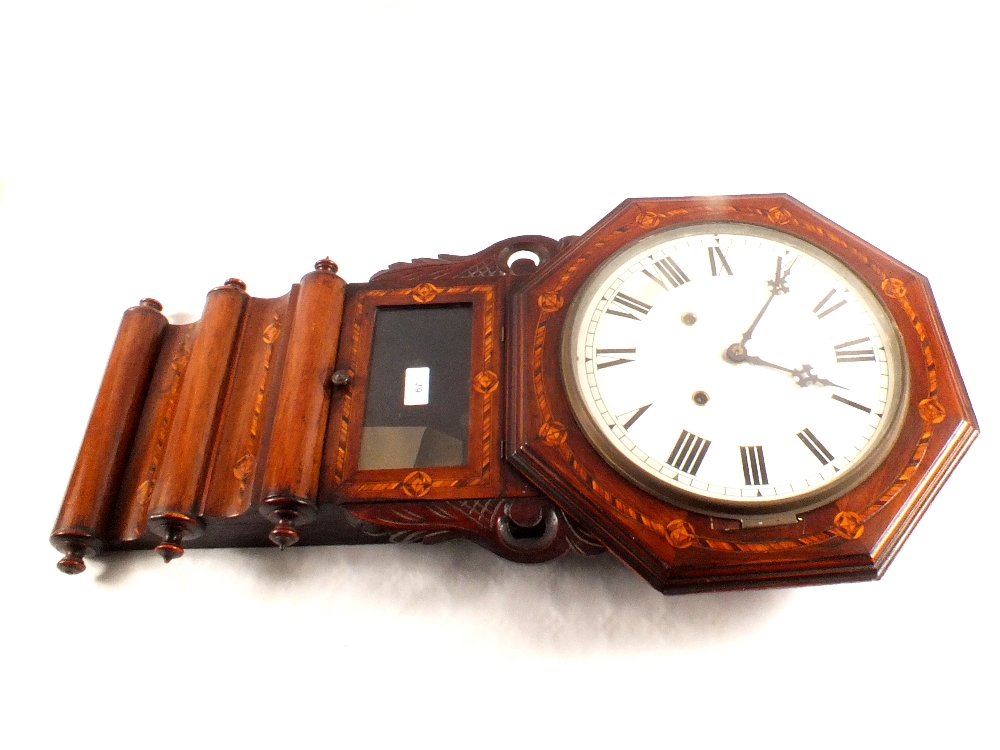 A 19th Century inlaid mahogany drop dial clock