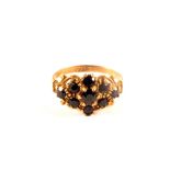 A 9ct gold sapphire cluster ring,