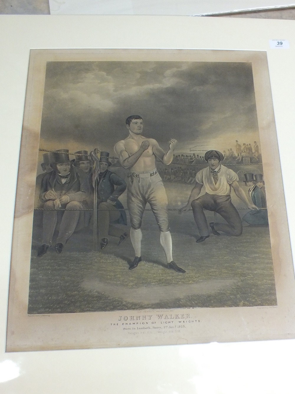 George Hunt 1819 engraving, Johnny Walker Champion Boxer,