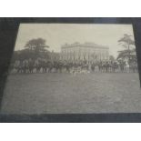 A hunting scene photo in front of Henham Hall featuring Lord and Lady Stradbroke, H.A.