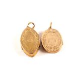 Two yellow metal lockets