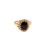 A 9ct gold sapphire and diamond ring,