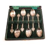A cased set of six silver Art Nouveau teaspoons