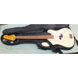 A Crafter electric bass guitar in case plus a Stagg CA 20B bass amplifier