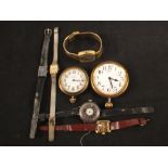 A lady's silver pocket watch plus other watches