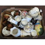A Crown Staffordshire floral part tea set plus other china and metalware etc (two boxes)