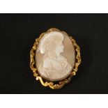 A large Victorian gilt metal cameo brooch
