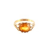 A 9ct gold ring set with citrine stone,