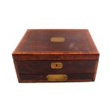 A 19th Century inlaid mahogany fitted workbox with brass recessed handles