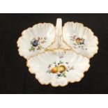 A 19th Century Meissen fruit decorated three division dish