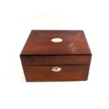 A 19th Century mahogany and mother of pearl inlaid fitted workbox