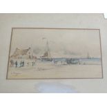 A set of four Adolphe Ragon watercolours of beach and coastal scenes, three are signed A.