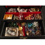 A mixed lot of silver and costume jewellery including silver stone set rings, earrings,