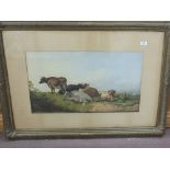 A pair of 19th Century coloured lithographs of cattle and sheep, after Thomas Sidney Cooper,