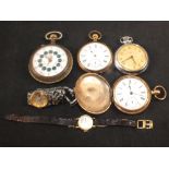 Four gents pocket watches and two lady's wristwatches including Waltham and Elgin