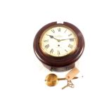A 19th Century mahogany circular fusee wall clock, dial marked S.I.R.