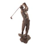A boxed limited edition bronze sculpture of a golfer in swing by Michael Simpson, No.