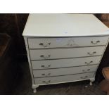 A modern painted French style five drawer chest
