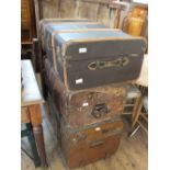 Three various cabin trunks