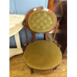 A Victorian mahogany lady's chair with green draylon upholstery