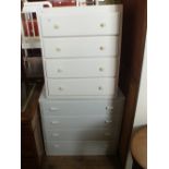 Two painted chest of drawers plus a wardrobe