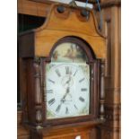 A 19th Century mahogany 30 hour long cased clock with painted arched dial by Kern & Co Swansea