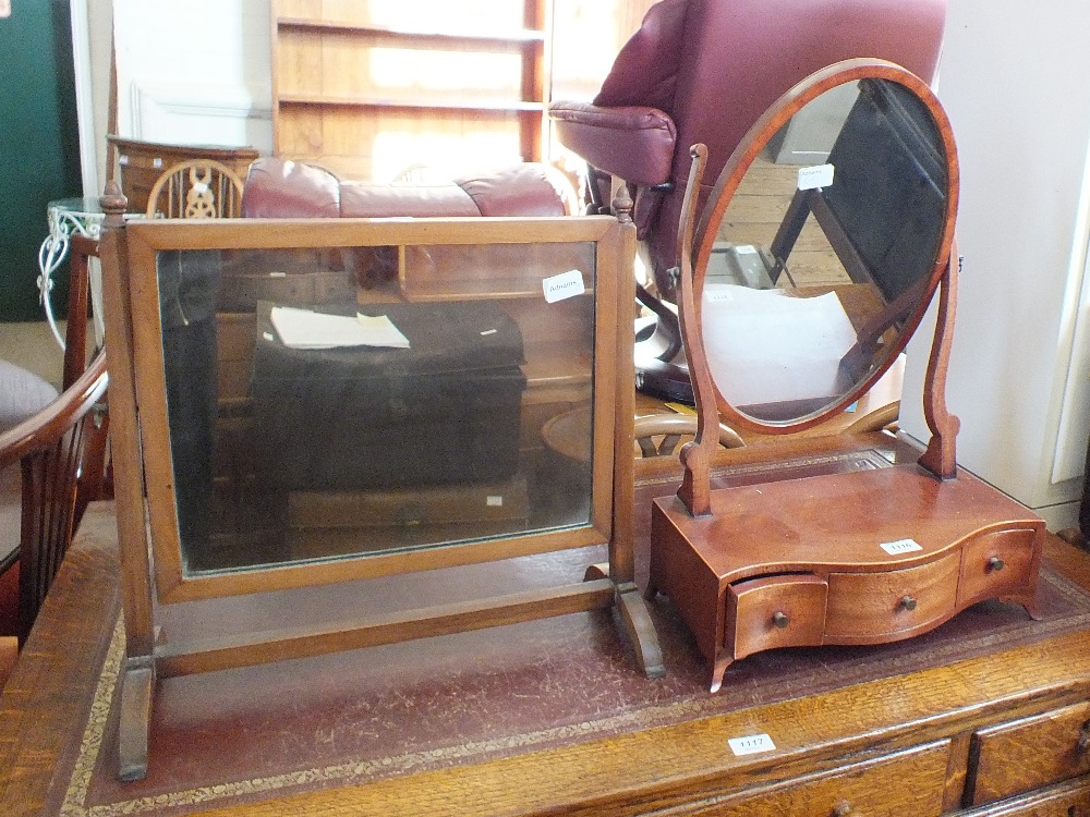 Two mahogany toilet mirrors