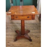 A Victorian mahogany single drawer table on platform base