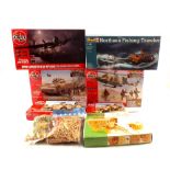 Five Airfix and one Revell model kits plus Matchcraft caravan