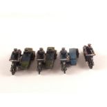 Dinky 37B Police motor cyclist, blue rider, black rubber tyres, 43B RAC motorcycle patrol,