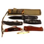 Seven various knives including a small sheath knife,