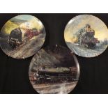 Three Wedgwood Royal Mail Collection steam engine wall plates
