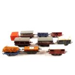 Hornby 0 gauge rolling stock including milk wagon with churns, carriages,