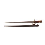 A French model 1874 Gras bayonet with matching numbered scabbard,