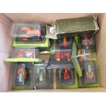 Various die cast tractors in blister packs plus boxed Brooklin Lea Francis Woody