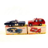 Two boxed Dinky Toys, 195 Fire Chiefs car with speed wheels and 252 Pontiac R.C.M.P.